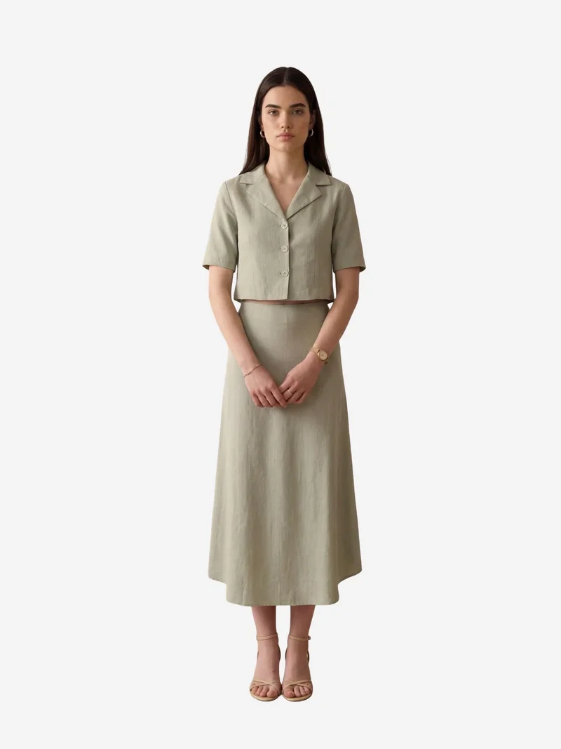 ماي فاشن MY FASHION Crop Shirt & Midi Skirt Co-Ord Set