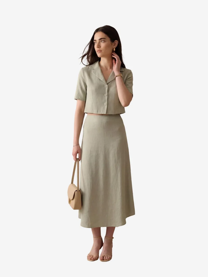 ماي فاشن MY FASHION Crop Shirt & Midi Skirt Co-Ord Set