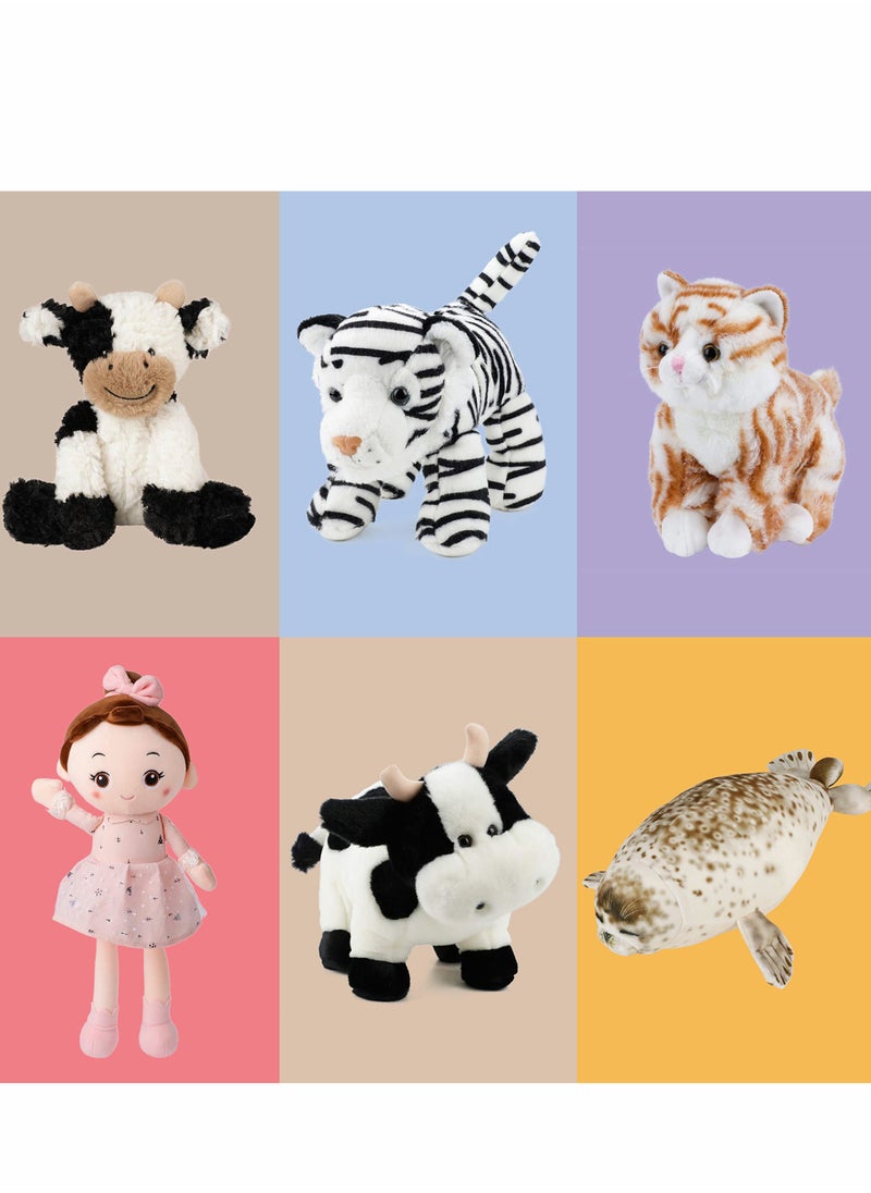 KASTWAVE - Plush Cow Toy Floppy Dairy Cattle Soft Stuffed Animal Cute Birthday for Boys Girls Kids Toddlers, 9'' - Image 1