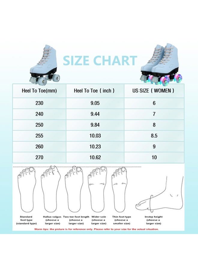 XUDREZ Roller Skates for Women Girls, Skyblue Premium Frosted Material Classic Double-Row High-top Roller Skates, Women US: 9 - Image 2