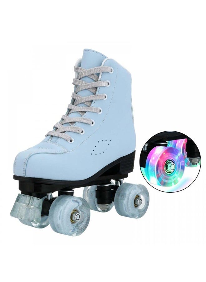 XUDREZ Roller Skates for Women Girls, Skyblue Premium Frosted Material Classic Double-Row High-top Roller Skates, Women US: 9 - Image 1