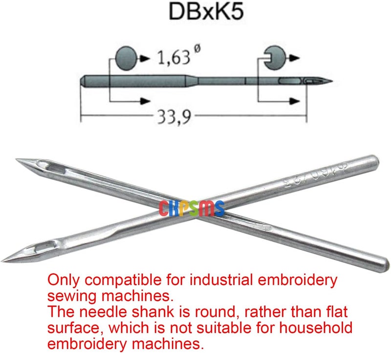 ckpsms Organ Needle - 100 Organ DBXK5 Ball Point Needles Compatible with Tajima Barudan SWF Industrial Embroidery Machines (Size 65/9) - Image 3