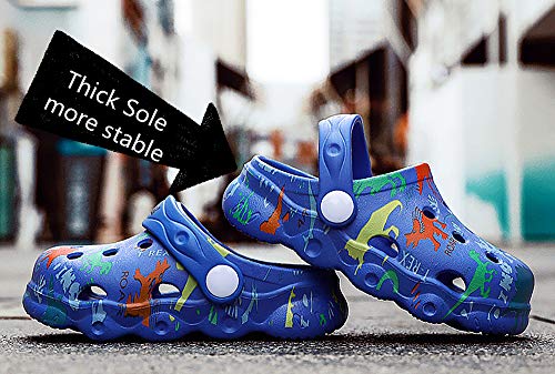 INMINPIN Kids Cute Clogs Cartoon Garden Shoes Boys Girls Slides Slippers Indoor Outdoor Children Water Shower Beach Pool Sandals,Blue,8.5-9.5 Toddler,Kids - Image 3