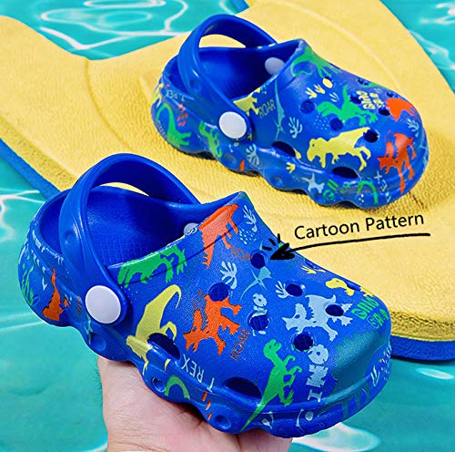 INMINPIN Kids Cute Clogs Cartoon Garden Shoes Boys Girls Slides Slippers Indoor Outdoor Children Water Shower Beach Pool Sandals,Blue,8.5-9.5 Toddler,Kids - Image 5