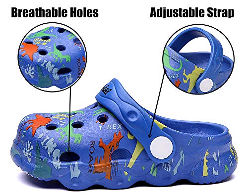 INMINPIN Kids Cute Clogs Cartoon Garden Shoes Boys Girls Slides Slippers Indoor Outdoor Children Water Shower Beach Pool Sandals,Blue,8.5-9.5 Toddler,Kids - Image 2