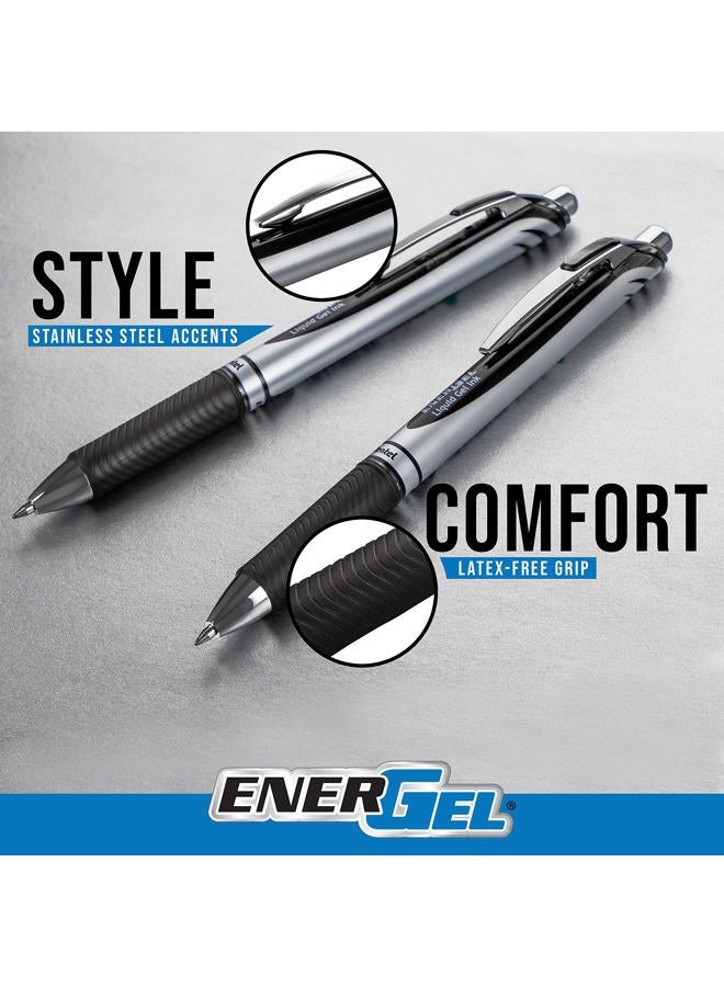 Pentel قلم جل سائل BL77PC12M1 EnerGel RTX RT، متوسط، طرف معدني، حبر متنوع، علبة نافذة من 12، 0.7 مم، متنوع - Image 4