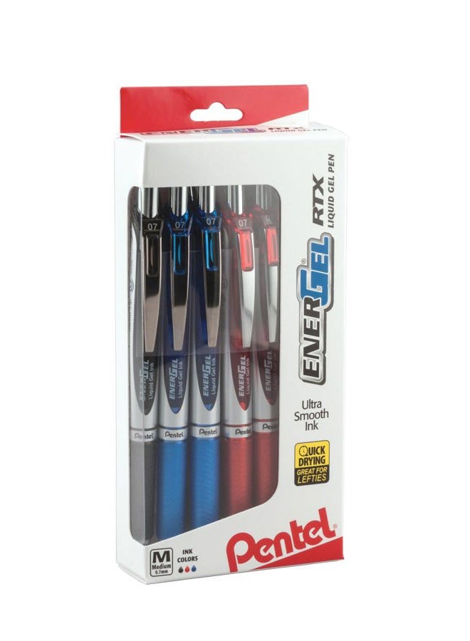 Pentel قلم جل سائل BL77PC12M1 EnerGel RTX RT، متوسط، طرف معدني، حبر متنوع، علبة نافذة من 12، 0.7 مم، متنوع - Image 1