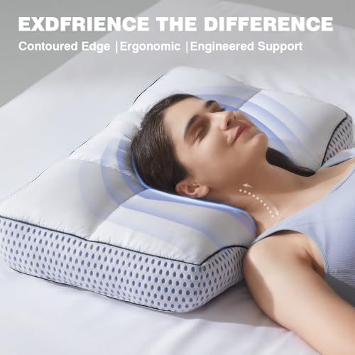 Glaciman Firm Shredded Memory Foam Bed Pillows Ergonomic Neck and Shoulder Support for Back and Side Sleepers Machine Washable Breathable Mesh Gusset Queen 15 x 25 x 4 Inch Pack of 2 - Image 3