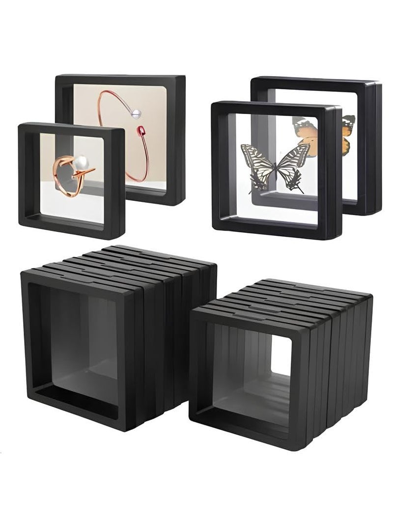 EARTHCONE 3D Floating Frame for Jewelry Ring Pendant Bracelet Presentation Box Transparent Showcase Display Stand Holder 4Pcs