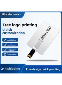 Generic Metal Card U Disk Custom Logo32g Gift U Disk Enterprise Exhibition 8g Business Large Capacity USB Wholesale-Color:Silver-Capacity:2.0 32GB 10MB/S  - Image 2