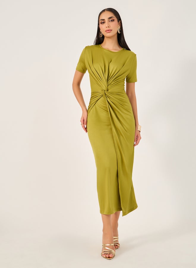 تايك تو فستان ضيق بلف أمامي سادة - Image 2