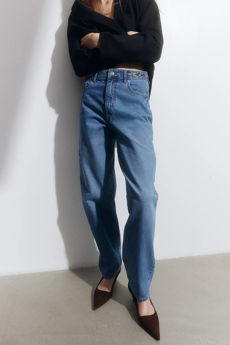 H&M Chain-Detail Tapered Jeans