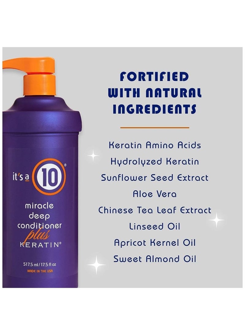 It's a 10 Haircare Miracle Deep Conditioner Plus Keratin, Hair revitalization, Keratin and Aloe vera, Heat protection, Smooth and shiny hair 17.5 fl. Oz - Image 2