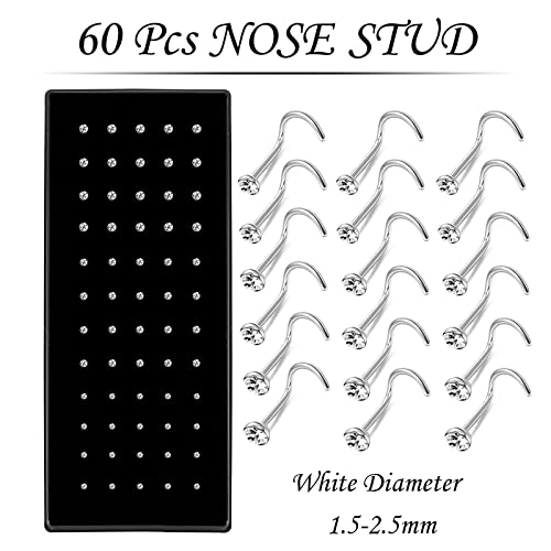OMAIGAR 3 Sets Unique Nose Rings, Surgical Stainless Steel Studs and Hoops, Hypoallergenic Tiny Real Piercings Body Jewelry Bulk aretes para la nariz - Image 2