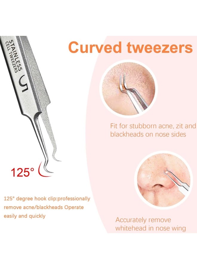 3 PCS Blackhead Tweezers Set – Stainless Steel Blackhead Remover Tools with Straight Curved Angled Tips for Facial Care Comedone Extraction - Image 4