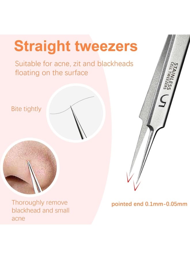 3 PCS Blackhead Tweezers Set – Stainless Steel Blackhead Remover Tools with Straight Curved Angled Tips for Facial Care Comedone Extraction - Image 3
