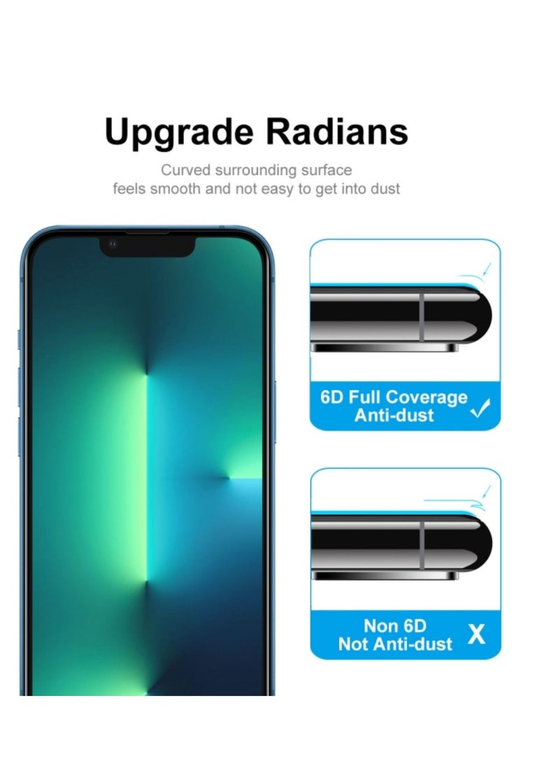 BORTONY Pack of 2 Tempered Glass Screen Protector 14/13/13 Pro Film Full Coverage Edge to Edge Case Friendly 9D Screen Protector For Apple iPhone 14/13/13 Pro 6.1'' Clear/BLACK - Image 4