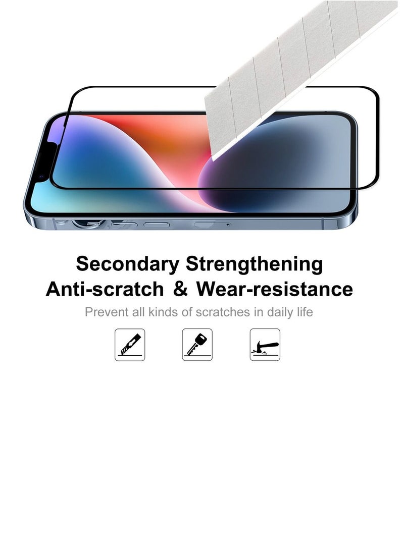 BORTONY Pack of 2 Tempered Glass Screen Protector 14/13/13 Pro Film Full Coverage Edge to Edge Case Friendly 9D Screen Protector For Apple iPhone 14/13/13 Pro 6.1'' Clear/BLACK - Image 2