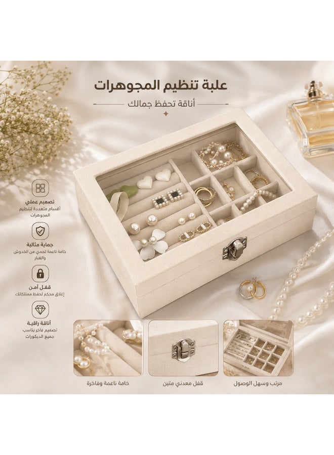 Gorilla Luxury jewelry organizer and storage box with mirror – multi-compartment velvet accessory box - Image 1