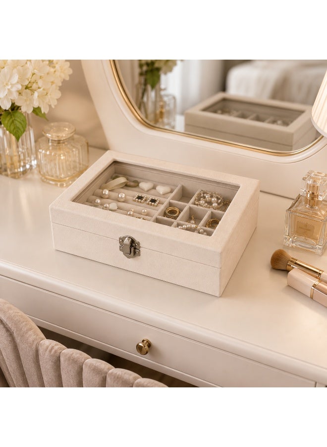 Gorilla Luxury jewelry organizer and storage box with mirror – multi-compartment velvet accessory box - Image 3
