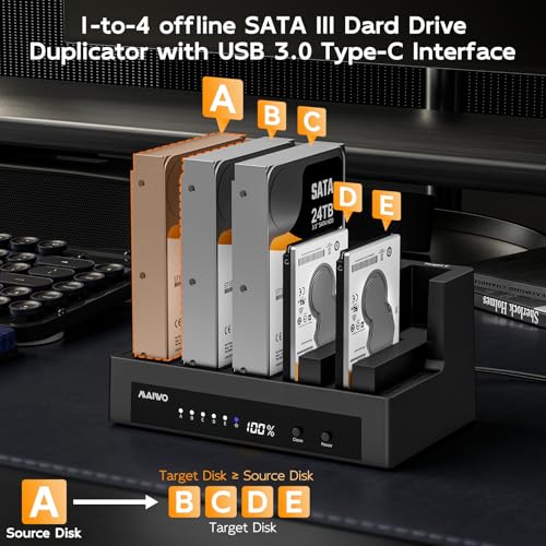 MAIWO 5 Bay Hard Drive Docking Station for 25 35 SATA HDDSSD USB31 HDD Dock with Offline Clone Hard Drive Cloner 1 to 4 Drives Clone Without Computer 110TB Capacity Expansion - Image 3