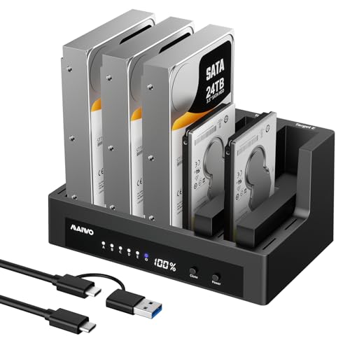 MAIWO 5 Bay Hard Drive Docking Station for 25 35 SATA HDDSSD USB31 HDD Dock with Offline Clone Hard Drive Cloner 1 to 4 Drives Clone Without Computer 110TB Capacity Expansion - Image 1
