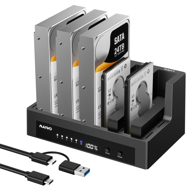 MAIWO 5 Bay Hard Drive Docking Station for 25 35 SATA HDDSSD USB31 HDD Dock with Offline Clone Hard Drive Cloner 1 to 4 Drives Clone Without Computer 110TB Capacity Expansion - Image 2