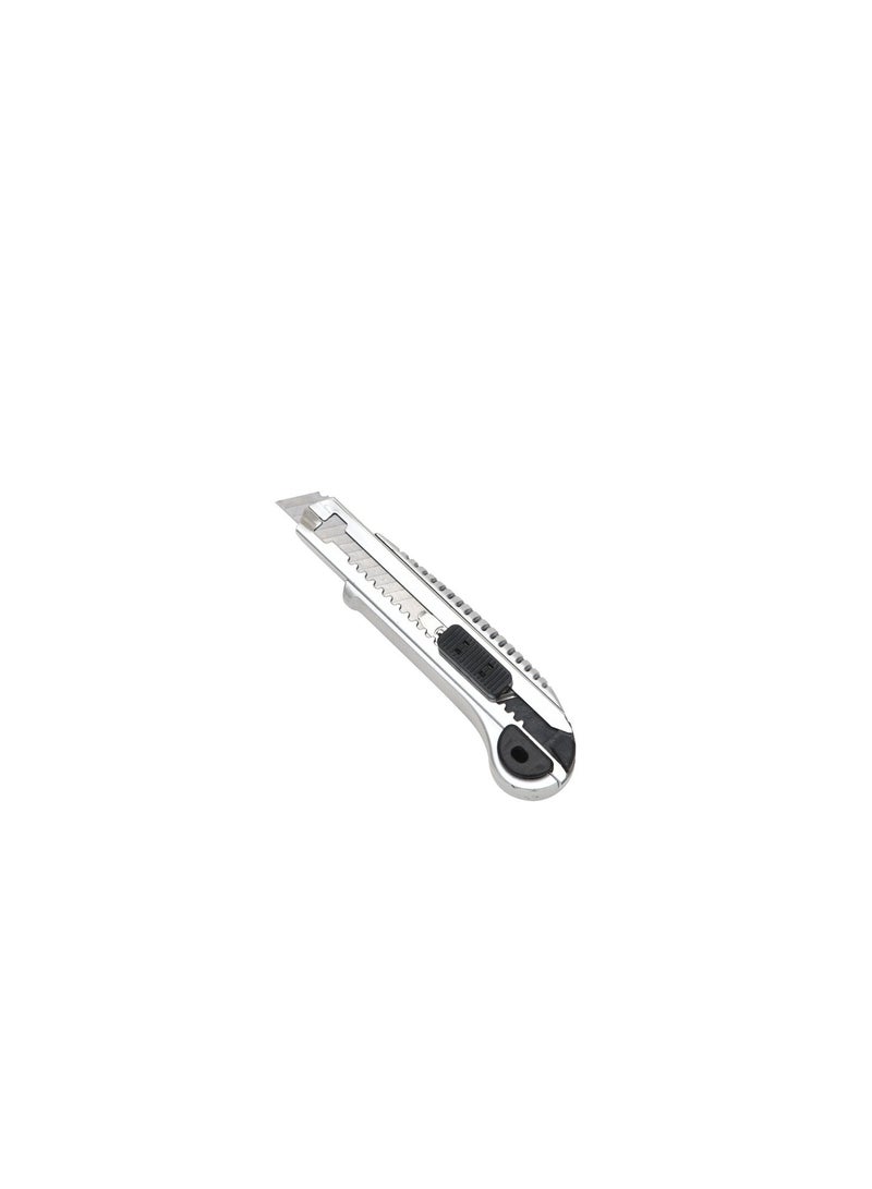 OSCO-TOOLS Silver Utility Knife with Spare Blades – Professional Heavy-Duty Metal Box Cutter for Cardboard, Paper, Plastic, Crafts, and General Cutting Applications - Image 3
