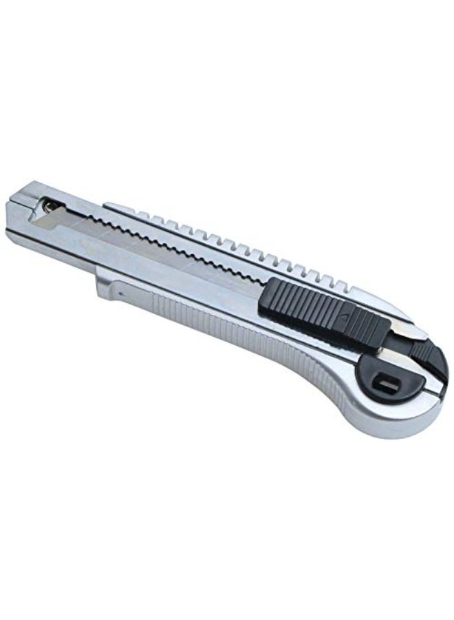 OSCO-TOOLS Silver Utility Knife with Spare Blades – Professional Heavy-Duty Metal Box Cutter for Cardboard, Paper, Plastic, Crafts, and General Cutting Applications - Image 1