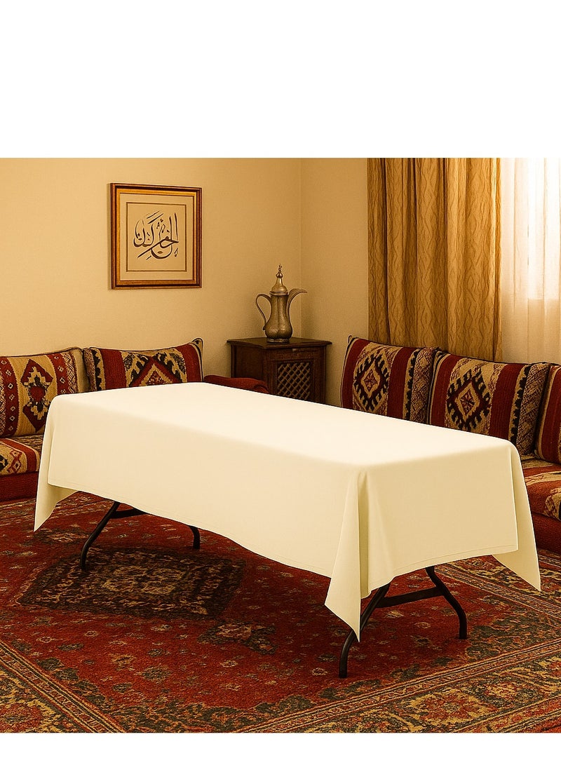 Bluejw 1-Piece Solid Pattern Table Cloth White  Rectangle Vinyl Tablecloth, Waterproof Spillproof Plastic Flannel Backed Table Cloth, Wipe Clean Table Cover for Dining, Buffet Parties and Camping - Image 1