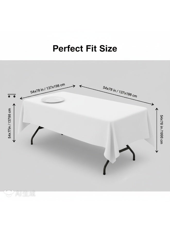Bluejw 1-Piece Solid Pattern Table Cloth White  Rectangle Vinyl Tablecloth, Waterproof Spillproof Plastic Flannel Backed Table Cloth, Wipe Clean Table Cover for Dining, Buffet Parties and Camping - Image 3