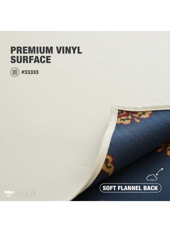 Bluejw 1-Piece Solid Pattern Table Cloth White  Rectangle Vinyl Tablecloth, Waterproof Spillproof Plastic Flannel Backed Table Cloth, Wipe Clean Table Cover for Dining, Buffet Parties and Camping - Image 4