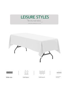 Bluejw 1-Piece Solid Pattern Table Cloth White  - Image 3