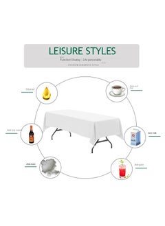 Bluejw 1-Piece Solid Pattern Table Cloth White  - Image 2