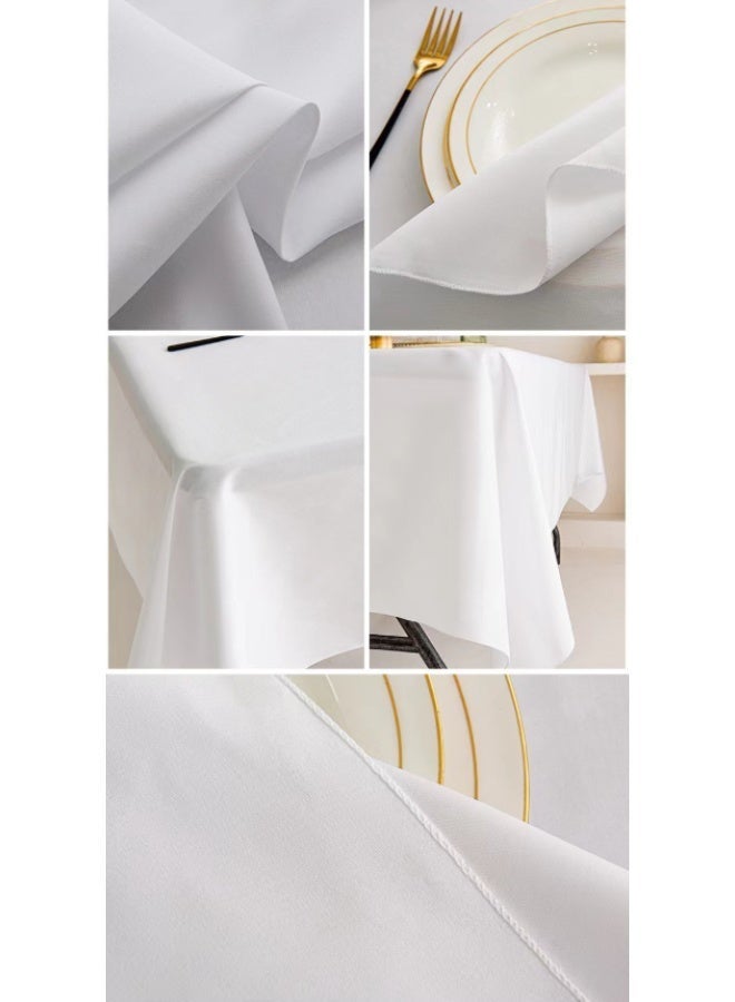Bluejw 1-Piece Solid Pattern Table Cloth White  Rectangle Vinyl Tablecloth, Waterproof Spillproof Plastic Flannel Backed Table Cloth, Wipe Clean Table Cover for Dining, Buffet Parties and Camping - Image 5