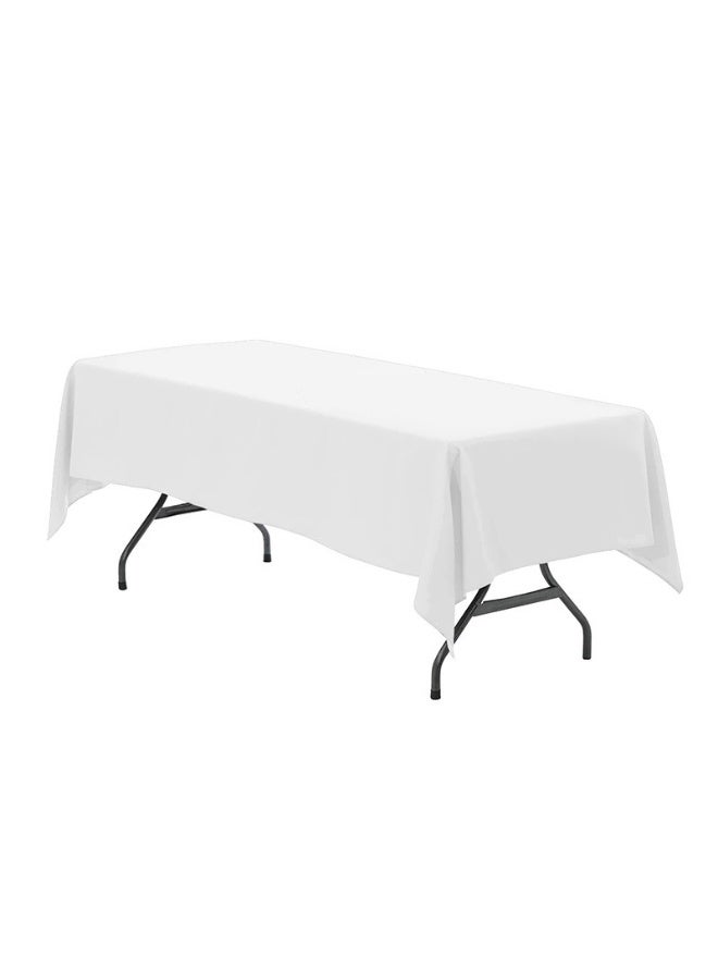 Bluejw 1-Piece Solid Pattern Table Cloth White  Rectangle Vinyl Tablecloth, Waterproof Spillproof Plastic Flannel Backed Table Cloth, Wipe Clean Table Cover for Dining, Buffet Parties and Camping - Image 4