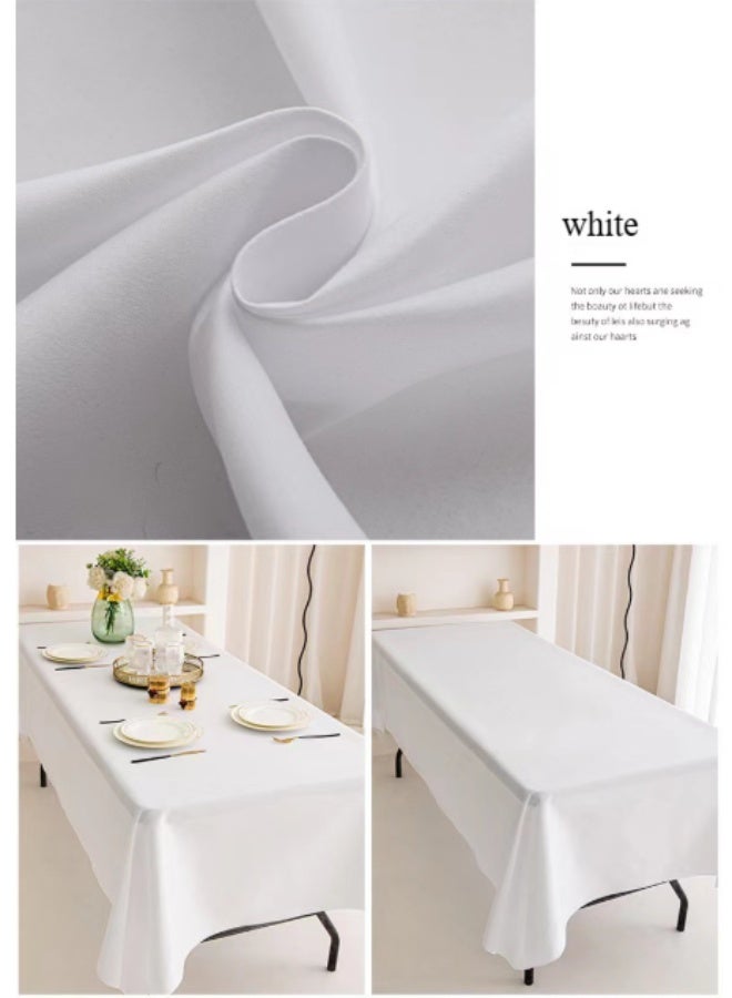 Bluejw 1-Piece Solid Pattern Table Cloth White  Rectangle Vinyl Tablecloth, Waterproof Spillproof Plastic Flannel Backed Table Cloth, Wipe Clean Table Cover for Dining, Buffet Parties and Camping - Image 3
