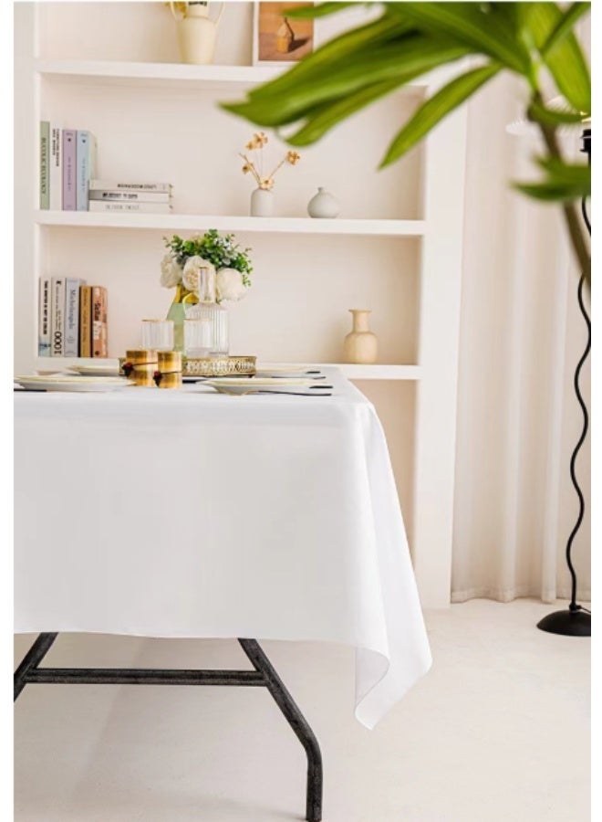 Bluejw 1-Piece Solid Pattern Table Cloth White  Rectangle Vinyl Tablecloth, Waterproof Spillproof Plastic Flannel Backed Table Cloth, Wipe Clean Table Cover for Dining, Buffet Parties and Camping - Image 2