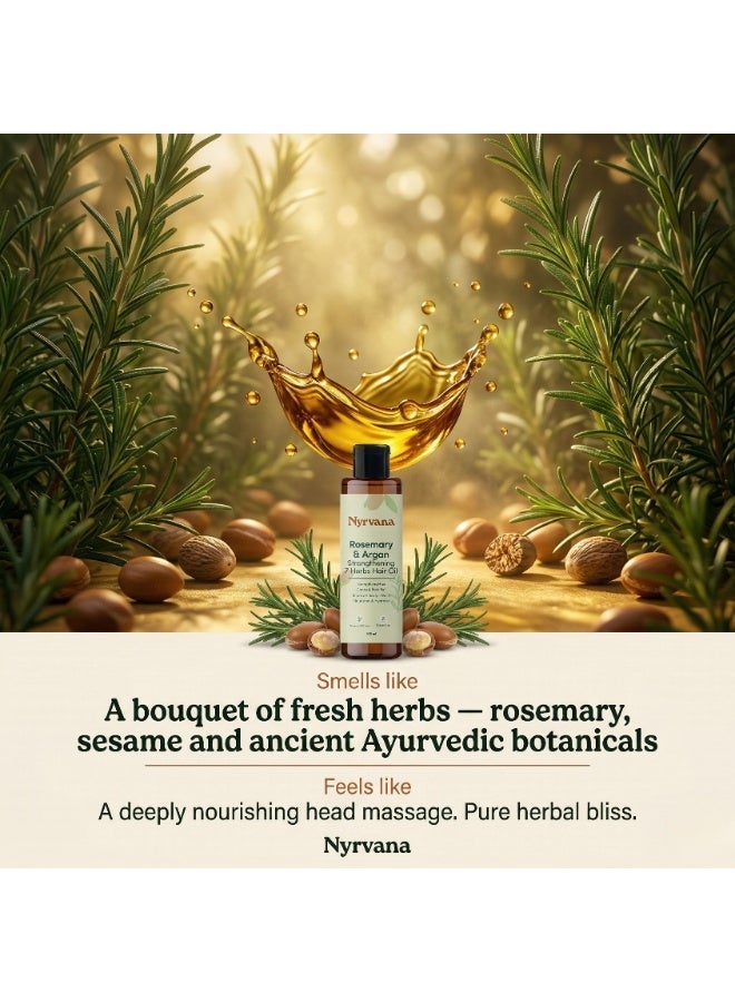 Nyrvana Rosemary & Argan Strengthening 7 Herbs Hair Oil 100ml – Natural Growth Treatment for Thinning Hair, Repairs Hard Water Damage, Fights Hair Fall, Non-Sticky Scalp Oil for Radiant Hair, UAE - Image 2