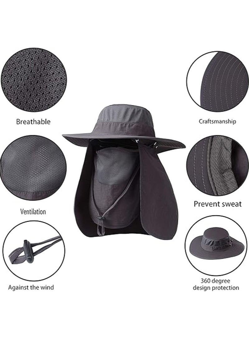 يالونج مظلة قبعة الصيد ، اتحاد الوطنيين الكونغوليين 50 + واسعة في الهواء الطلق قبعة واقية من الحافة ، الرجال والنساء مع الوجه والرقبة صدفي مظلة قبعة الصيف الأشعة فوق البنفسجية حماية واسعة حافة قبعة الصيد - Image 3