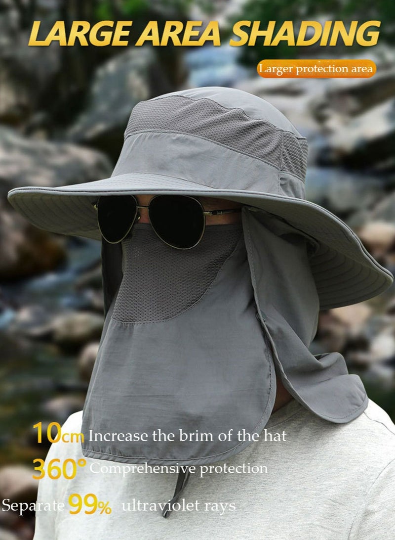 يالونج مظلة قبعة الصيد ، اتحاد الوطنيين الكونغوليين 50 + واسعة في الهواء الطلق قبعة واقية من الحافة ، الرجال والنساء مع الوجه والرقبة صدفي مظلة قبعة الصيف الأشعة فوق البنفسجية حماية واسعة حافة قبعة الصيد - Image 2