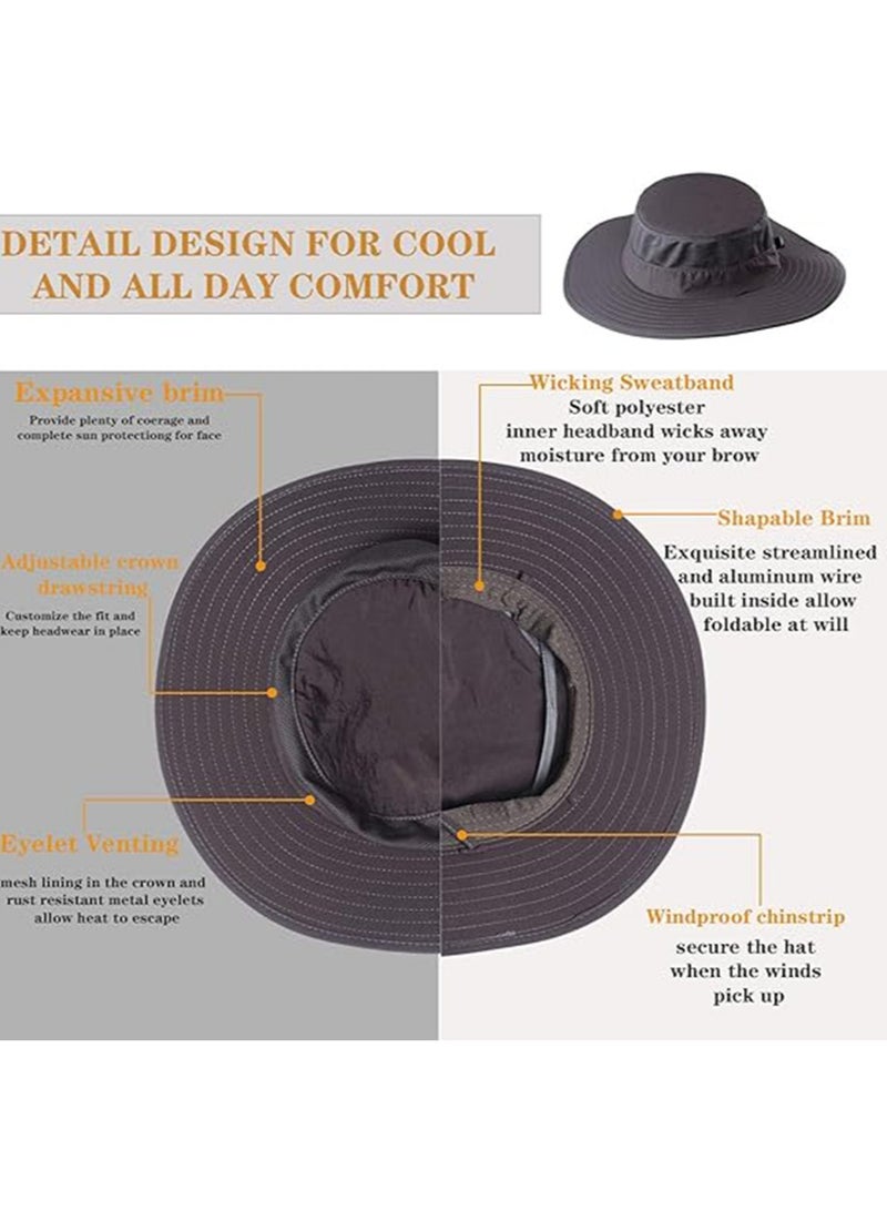 يالونج مظلة قبعة الصيد ، اتحاد الوطنيين الكونغوليين 50 + واسعة في الهواء الطلق قبعة واقية من الحافة ، الرجال والنساء مع الوجه والرقبة صدفي مظلة قبعة الصيف الأشعة فوق البنفسجية حماية واسعة حافة قبعة الصيد - Image 5