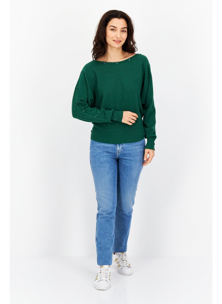 Women Round Neck Knitted Sweater, Green - pzsku/Z81C1760721F2A60A3282Z/45/_/1737296033/4ae7eee3-c15e-461a-a664-8fae5e1c0b08