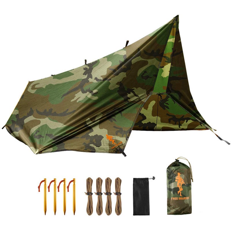 FREE SOLDIER Waterproof Portable Tarp Multifunctional Outdoor Camping Traveling Awning Backpacking Tarp Shelter Rain Tarp (Camo 10×10.5ft) - Image 1