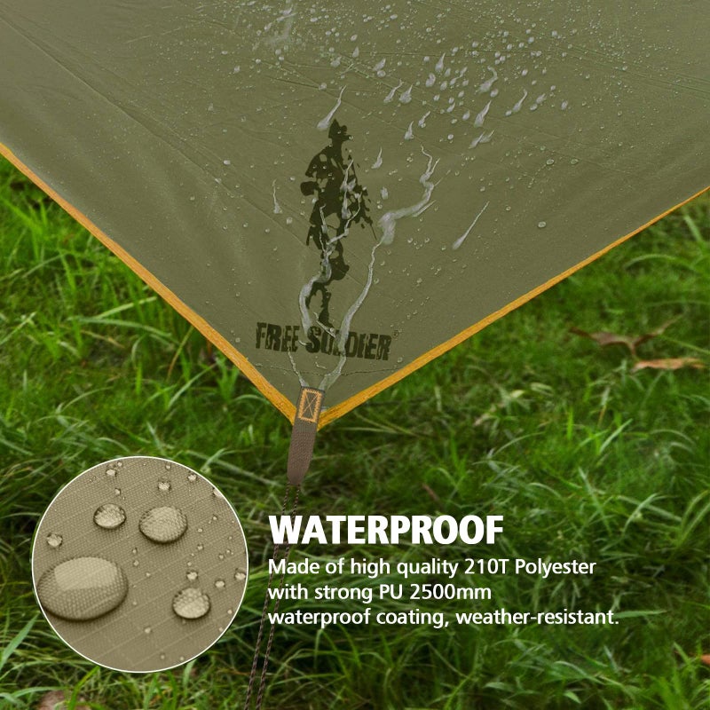 FREE SOLDIER Waterproof Portable Tarp Multifunctional Outdoor Camping Traveling Awning Backpacking Tarp Shelter Rain Tarp (Camo 10×10.5ft) - Image 3
