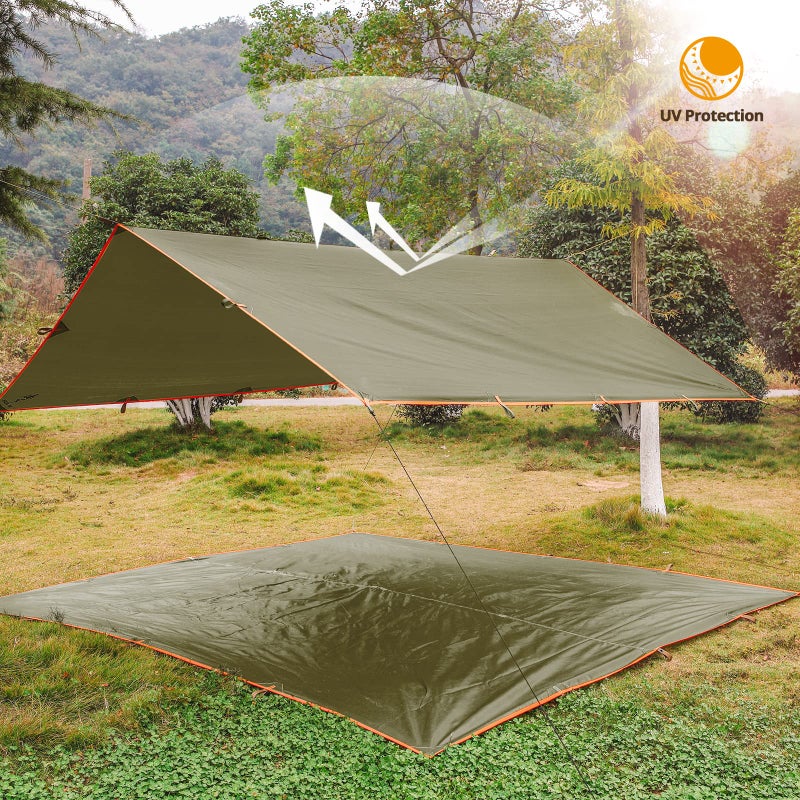 FREE SOLDIER Waterproof Portable Tarp Multifunctional Outdoor Camping Traveling Awning Backpacking Tarp Shelter Rain Tarp (Camo 10×10.5ft) - Image 4