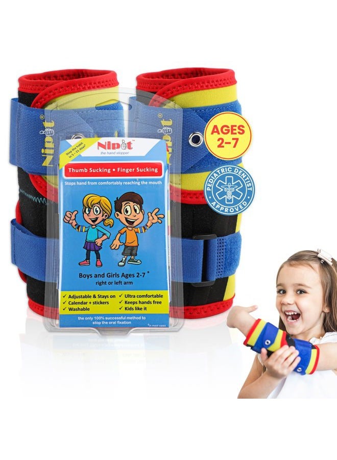 NIPIT [2-Pack] (Age 2-7) Thumb Sucking Stop for Kids and Stop Finger Sucking - Prevent Hand-to-FACE Habits with Hand Stopper for Toddlers Kids | Thumb Sucking Glove | Thumb Sucking Nail Polish - Image 1