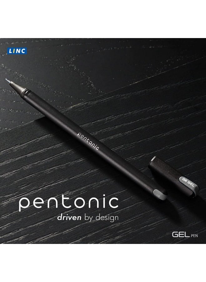 Pentonic Pentonic 0.6 mm Gel Pen Blister Pack | Black Body | Blue & Black Ink | Set of 10  - Image 4