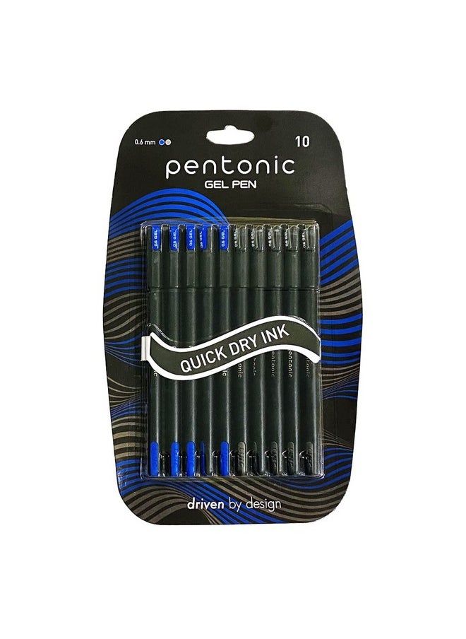 Pentonic Pentonic 0.6 mm Gel Pen Blister Pack | Black Body | Blue & Black Ink | Set of 10  - Image 1