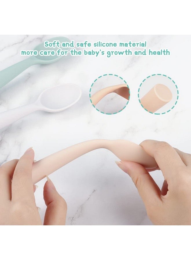 Vicloon 7 Pack Silicone Baby Feeding Spoons Best First Stage Baby Infant Spoons Bpafree Self Feeding Baby Utensils Baby Spoons Training Spoon Gift Set For Infant  - Image 5